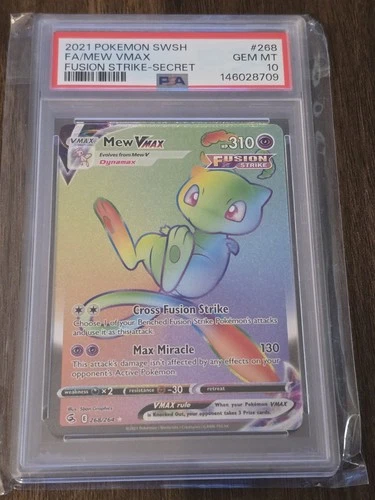 New Listing2021 POKEMON FA/MEW VMAX #268 VMAX FUSION STRIKE SECRET PSA 10