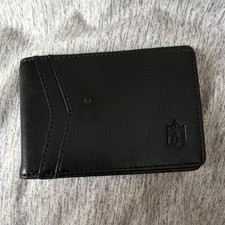 Black Bifold Wallet for Men with Money Clip, ID Window, Logo Accent