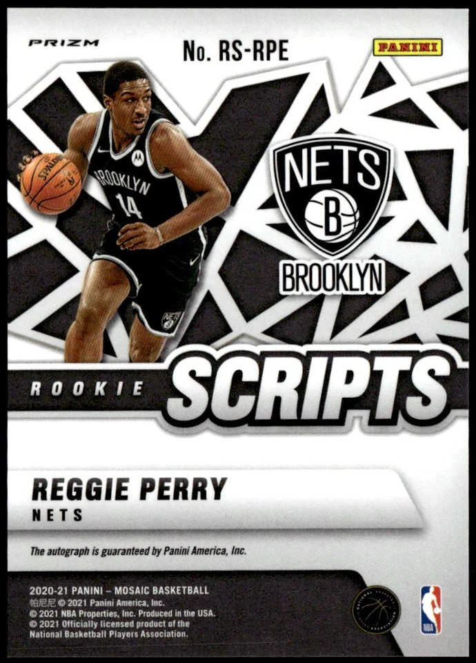 2020-21 Panini Mosaic #RS-RPE Reggie Perry Rookie Scripts Auto E1 - Image 2 of 2