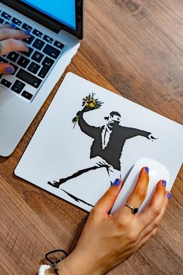 Banksy Flower Thrower Mouse Pad