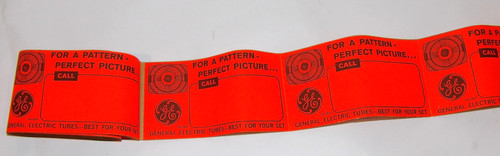 VTG 1960s GE/GENERAL ELECTRIC TV/TELEVISION TUBE STICKERS! FOR PERFECT PICTURE