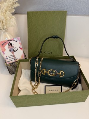 Gucci Zumi Rectangle Shoulder Bag Small Green Leather