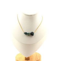 Mineralien Und Steine PréCieuses. Halskette 3 Perlen Chrysocolla Mit Usa. Kette