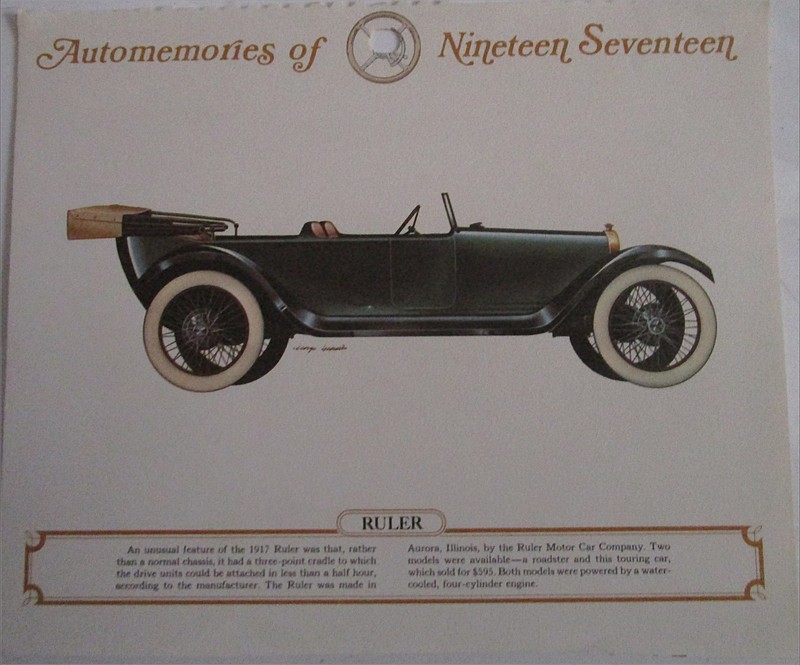 1917 Ruler Touring calendar car print (black, no top)