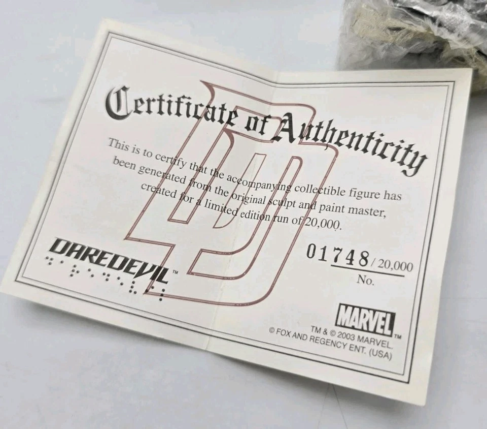 2003 Marvel DAREDEVIL Movie Collectible 4" Resin Statue & COA Ben Affleck New - Image 3 of 4