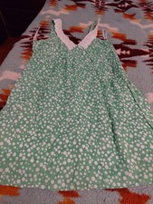 Max Rave Sz Large Vintage Dress Green Wite Polka Dot
