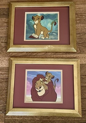 The Lion King 1995 Framed SERICEL Simba & Mufasa-Simba Background W/Appraisal