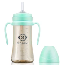 Spill Proof Magic Sippy Cup with Straw & Handle 10 oz BPA Free Aqua Green