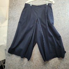 Talbots Womens Black Flat Front Wide Leg Woolen Cropped Pants Petite Size 12P