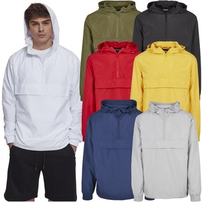 Urban Classics Basic Pull Over Jacket Herren Kapuzenjacke Windrunner Zip Hoodie