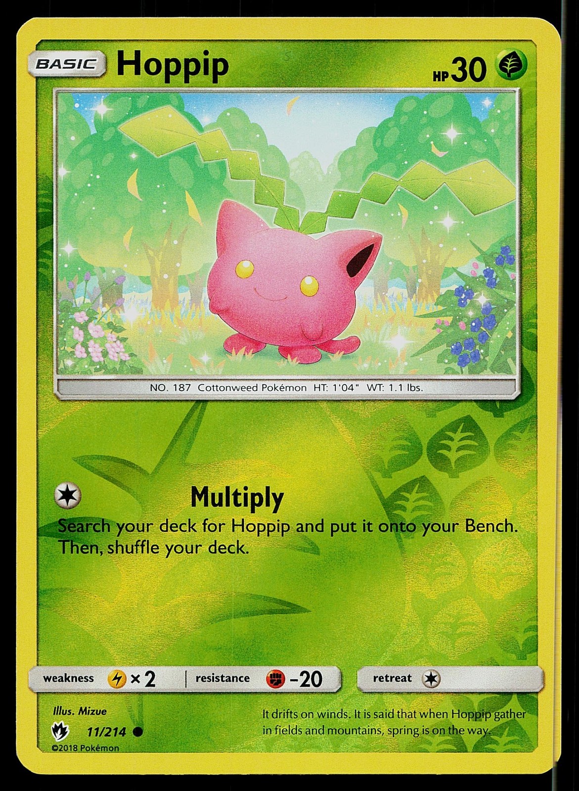 Pokemon Card Lost Thunder Hoppip 11/214 Common Reverse Holo