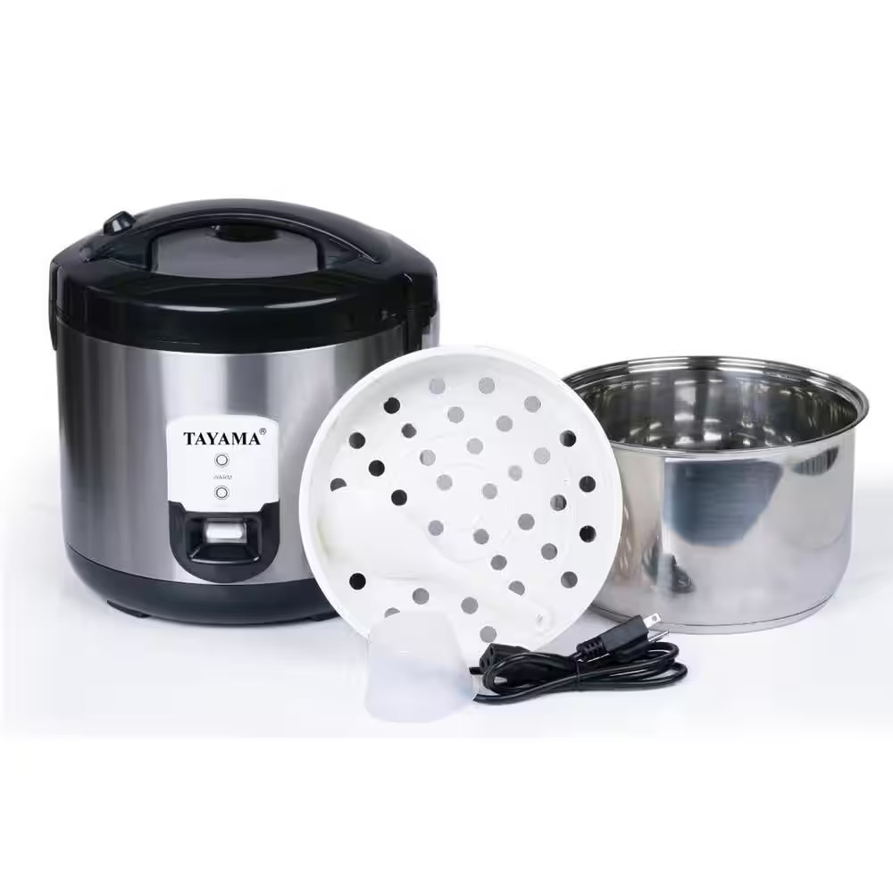 Tayama Rice Cooker/Food Steamer Stainless Steel Inner Pot Keep Warm (20-Cup)