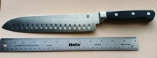 Wolfgang Puck 9" Hollow Edge Santoku Knife - Black Handle (032007)