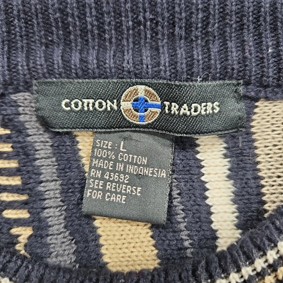 Vintage Cotton Traders Coogi Style L Sweater 3D Knit 90s Cosby Textured Colorful - Image 4 of 4