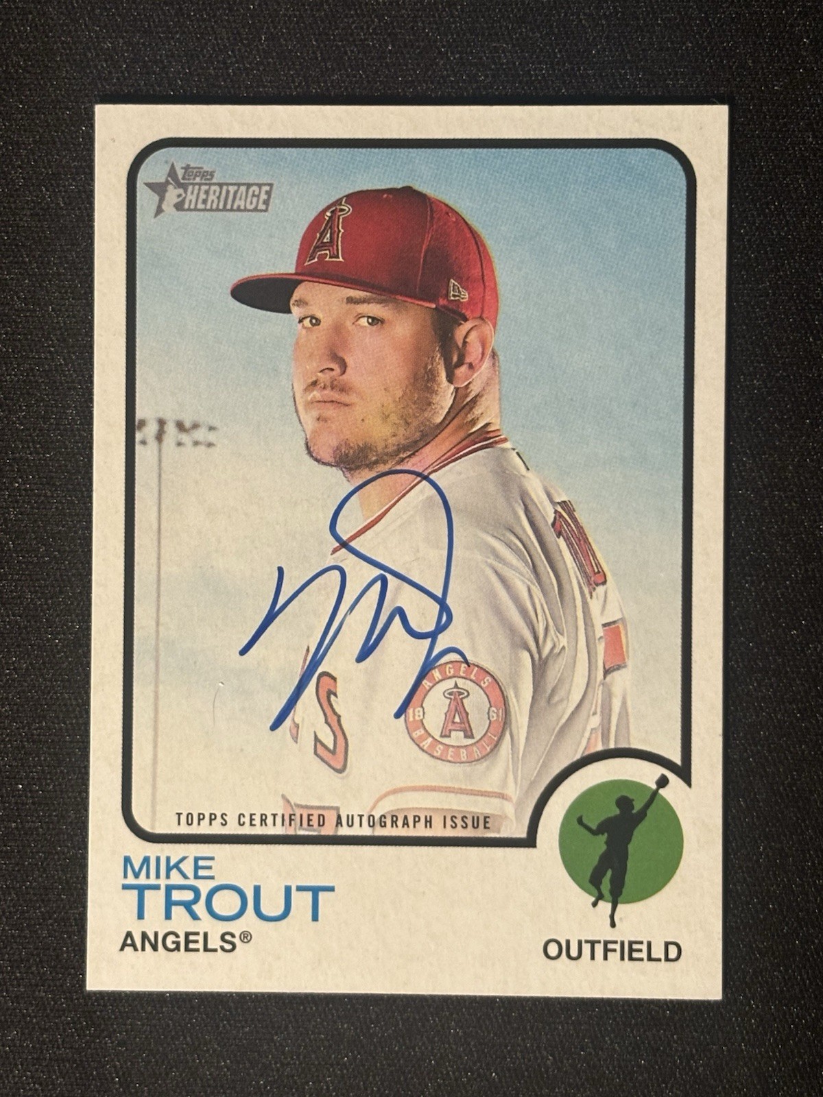 Mike Trout 2022 Topps Heritage Real One Auto Autograph On Card Angels