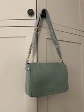 Image of White Stuff Aqua Leather Cross Body Handbag Bag and Detachable Webbing Strap New