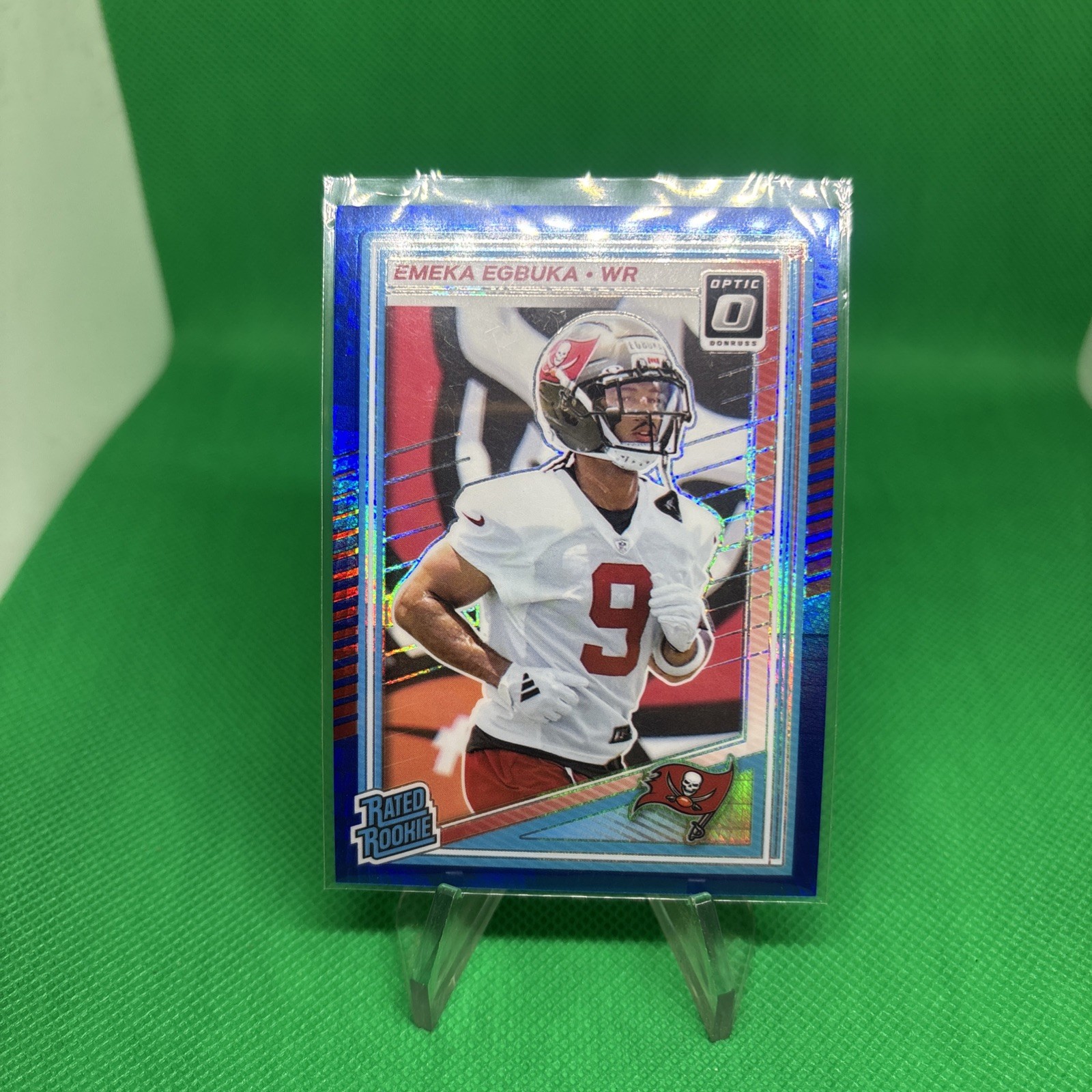 2025 Panini Donruss Optic Blue Hyper Prizm Emeka Egbuka #265 Buccaneers (RC)