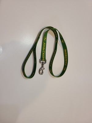 John Deere DOG LEASH Yellow on Green 4ft by 1in Stainless Collar Clip Leash