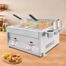 2X 6L Commercial LPG Gas Fryer Stainless Steel Catering Frying Tool Double Tank