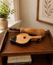 Lote de decoración de escoba batidor de paja y fuelle de chimenea de granja rústica