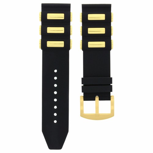 26MM SILICONE RUBBER DIVER BAND STRAP FOR INVICTA 17882 11339 19246 BLACK GOLD - Picture 3 of 4