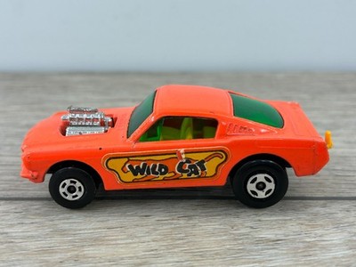 Vintage Matchbox Superfast Wild Cat Ford Mustang Car Orange Number 8 Good Decal