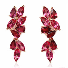 925 Silver 3 x 6 MM. Pink Mystic Topaz Rhodolite Garnet Gift For Her arrings