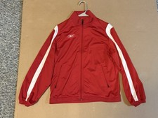 Reebok Track Jacket Full Zip Red w/ White Trim Zip Pockets Woman  s XL