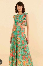 FARM RIO Anthropologie Green Papaya Dress Cut Outs Sz Small