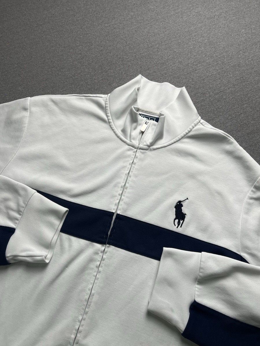 Polo Ralph Lauren Jacket Mens 2XL White Gray Big Pony Embroidered