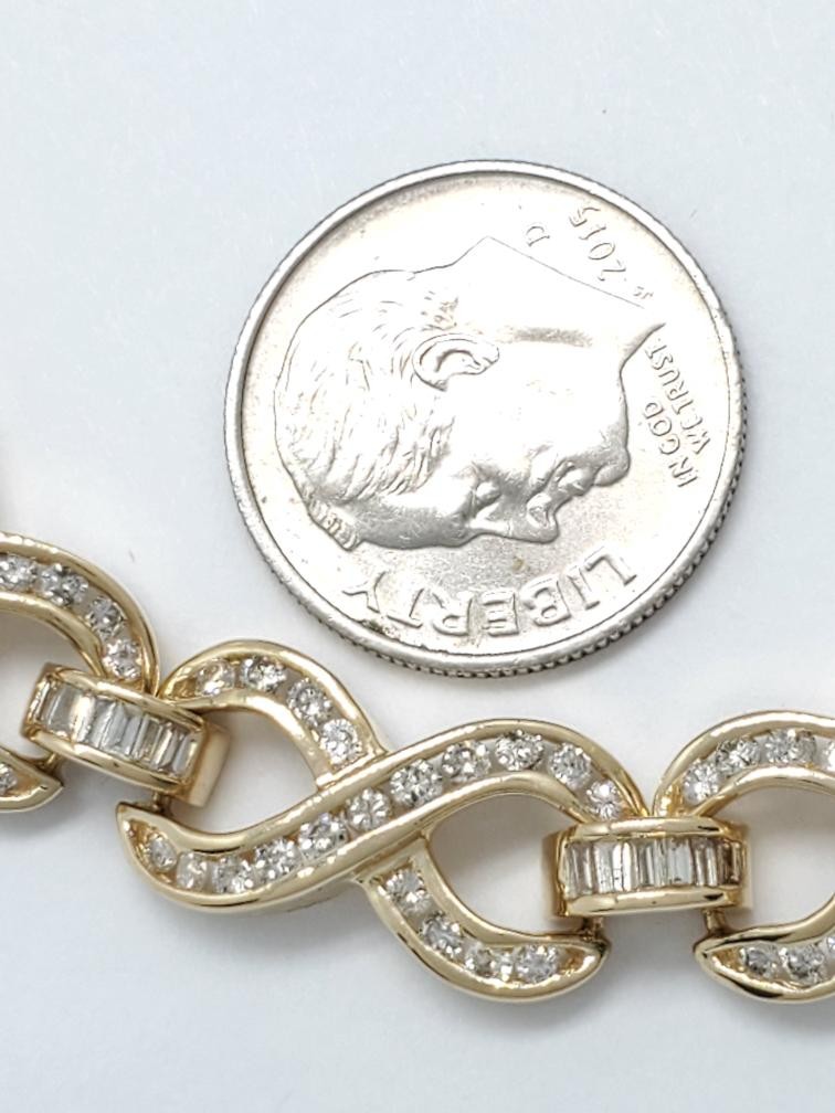 14K Solid Yellow Gold Diamond Infinity Bracelet S… - image 4