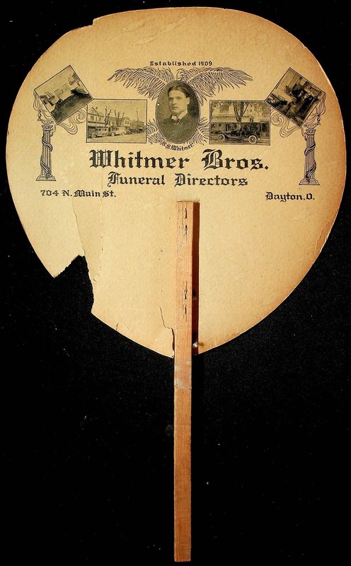 Whitmer Bros Funeral Home Dayton Ohio Advertising Fan 1930s Frances Brundage Art