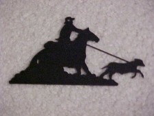 ADORNO DE METAL OCCIDENTAL SILUETA DE BECERRO Y CABALLO VAQUERO ¡NUEVO!