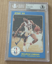 MAURICE CHEEKS SIGNED 5X7 1985 STAR CARD AUTO GRADE 10 BECKETT BAS AUTHENTIC #2
