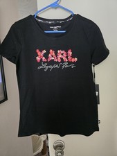 Karl Lagerfeld Paris Womens Black Crew Neck E...