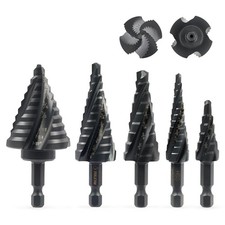 ZELCAN Step Drill Bit Set, 5PCS Four Spiral Flute 50 Sizes, 1/8" to 1-3/8" 