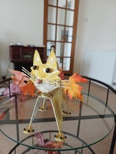 Indoor Outdoor Metal Cat (Fur Baby) Wire Triangle Bobbing Head 7½ high