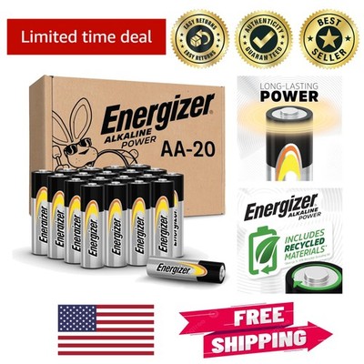 Alkaline Power 20 AA Batteries - Lasts Up to 10 , Perfect for Emergencies