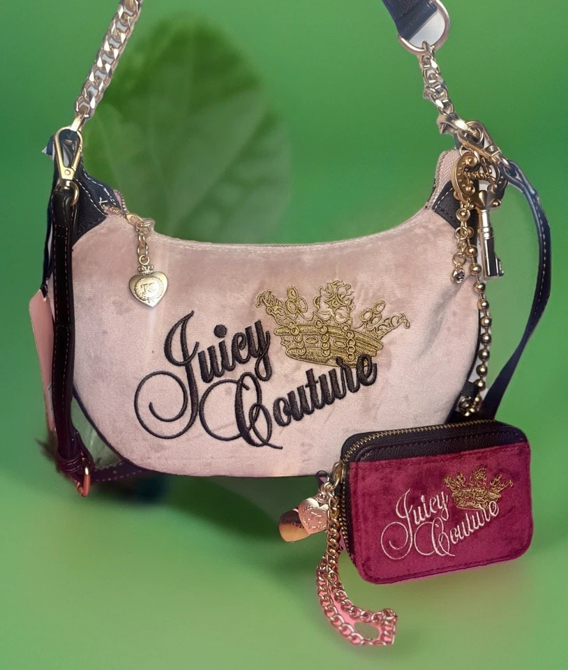 Nuevo Juicy Couture Terciopelo Llave para Juicy Bandolera Cartera de Hombro y Cartera Conjunto de Regalo Foto 2 de 4