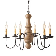 Woodspun & Metal 6 ARM MAPLE GLENN CHANDELIER in Americana Pearwood