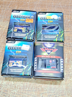 LOT (4) HITEC Receivers Electron 6, micro 555-rcd8600,   R/C Airplane