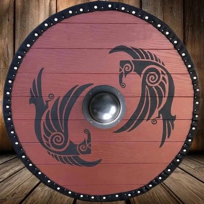 Handmade Viking Round Shield Dragon Design Medieval Wall Decor Gift For Wife