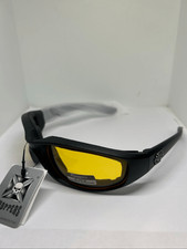 Choppers Padded Wrap Around Motorcycle Sunglasses Yellow Lens Night Driving UV40