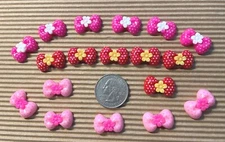 18pcs x 7/8" Resin Bow w/Flower Polka Dot Flatback for Kids/Cards/Craft SB295