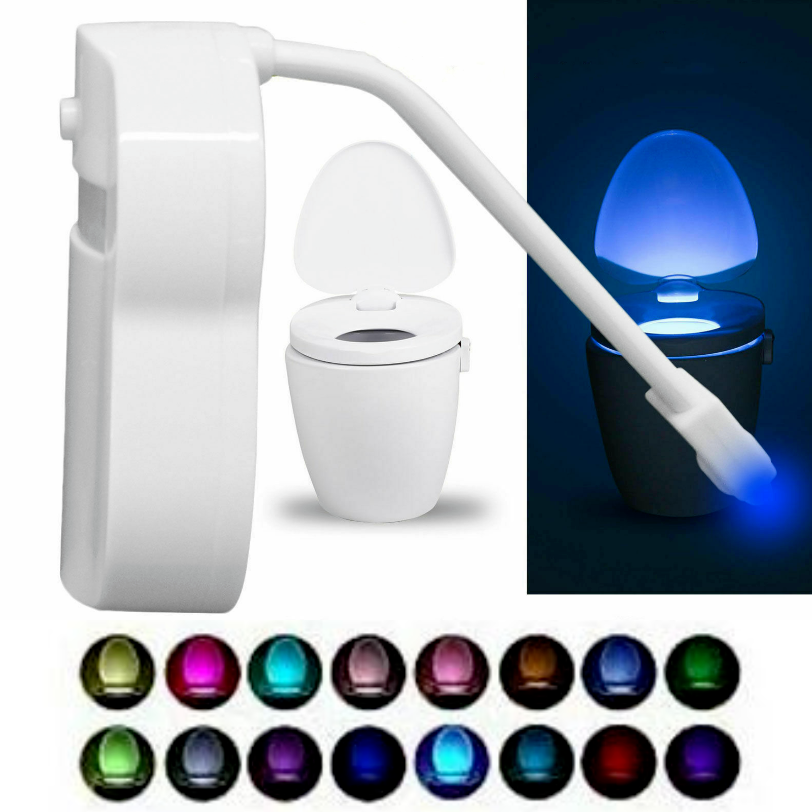 LED Toilet Bathroom Night Light PIR Motion Activated Seat Sensor Seat