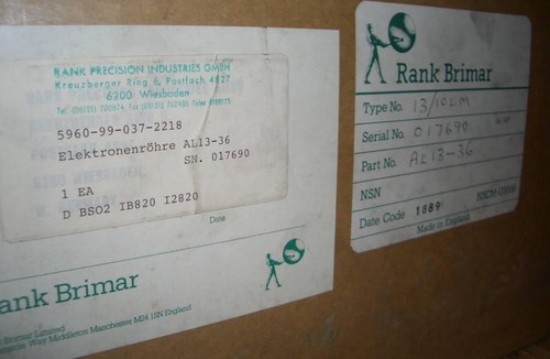 RADAR CRT ELECTRON TUBE * AL13-36 (MFR Rank Brimar) 13/10LM AE13-36 Philips - Picture 4 of 5