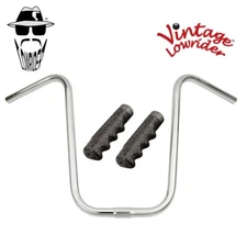 Vtg Lowrider 15" Chrome U Handlebar 25.4mm W/120mm Sparkle Black Lowrider Grips