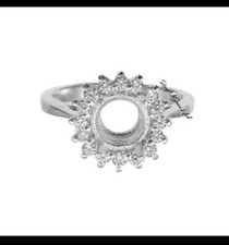 925 Sterling Silver 8x8 mm Round Semi Mount Without Gemstone Prong Setting Ring