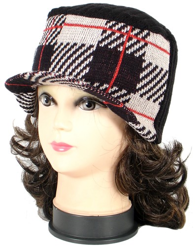 Women Warm Winter Pattern Knit Crochet Braided Baggy Visor Beanie Hat 3 Styles - Picture 12 of 39