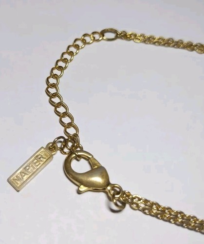 Vintage Napier Gold Tone Multicolor Rhinestone Necklace Approximately 17" - Picture 5 of 11